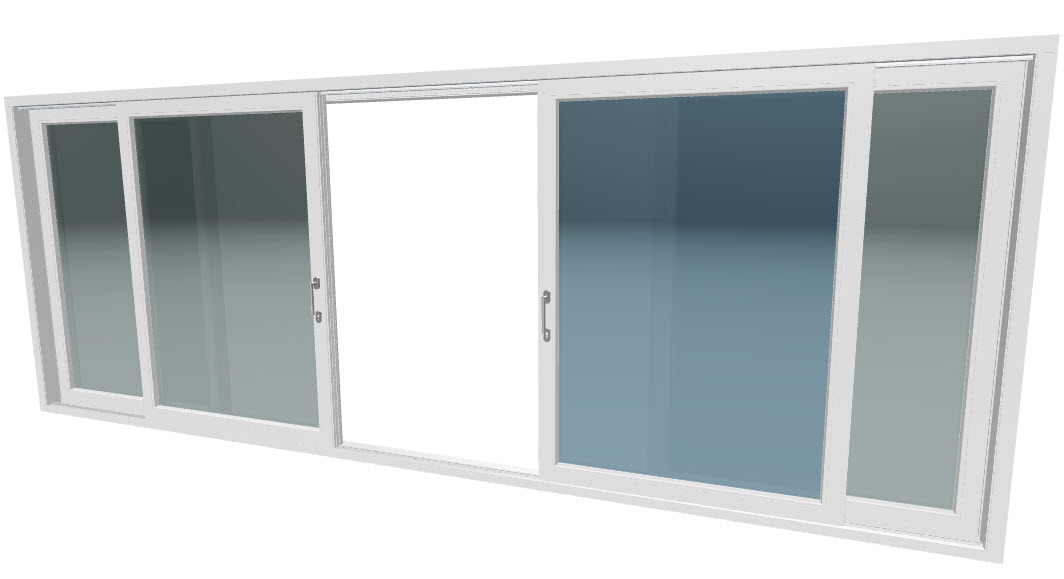Termoisolerad 4-delad skjutdörr i aluminium med 3-glas från Glasrikets fönster