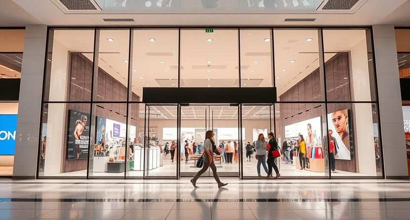 Glasade partier för användning i butiksfasader och till kontor