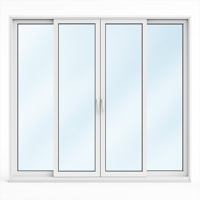 Skjutdörr i termoisolerad uPVC med parallellfunktion 4-delad