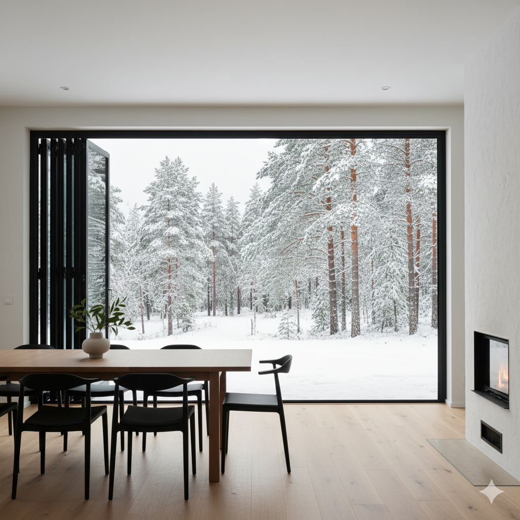 Vikdörr från Glasrikets Fönster i aluminium med termoisolerad konstruktion