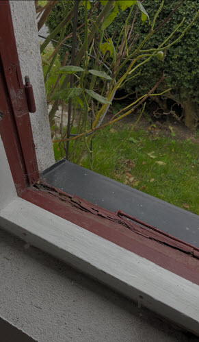 Fönster där karm och båge inte går att återställa